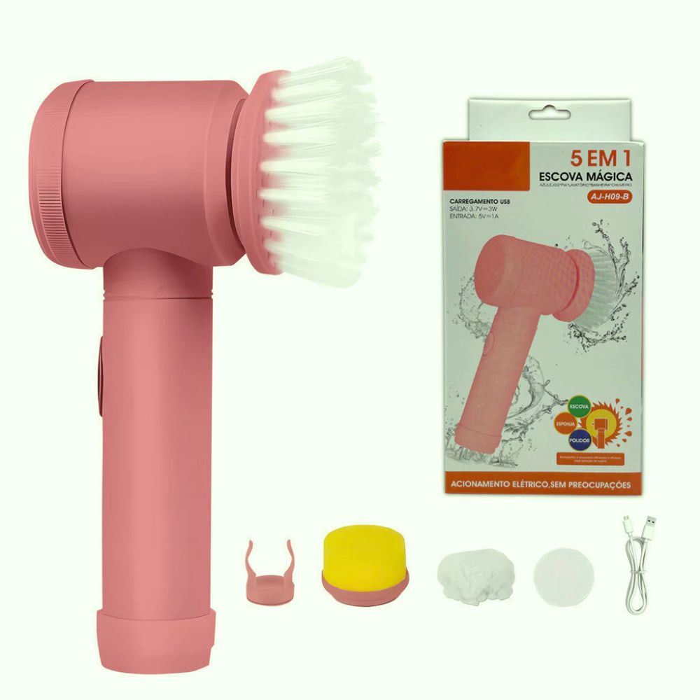 Escova Elétrica de Limpeza 5x1 Sem Fio Multiuso