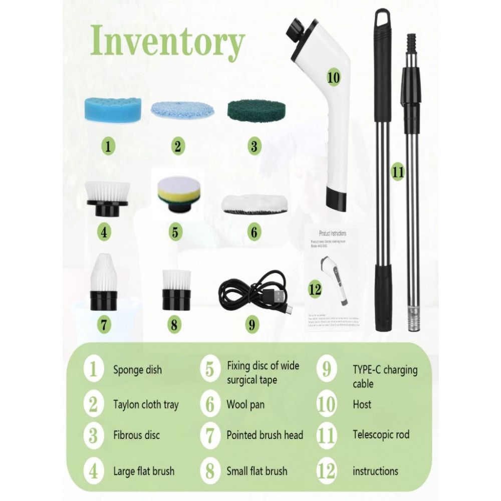 Esfregão Elétrico Escova Turbo Scrub Sem Fio 25W