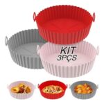 Kit 3,4,5 Forma de Silicone para Air Fryer Forno Microondas Fritadeira Assadeira Reutilizável Flexível
