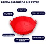 Kit 3,4,5 Forma de Silicone para Air Fryer Forno Microondas Fritadeira Assadeira Reutilizável Flexível