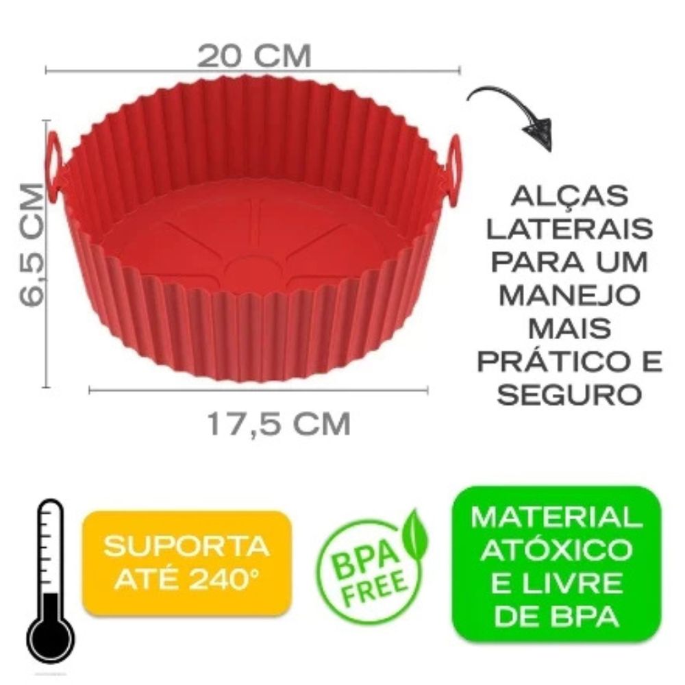 Kit 3,4,5 Forma de Silicone para Air Fryer Forno Microondas Fritadeira Assadeira Reutilizável Flexível