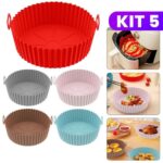 Kit 3,4,5 Forma de Silicone para Air Fryer Forno Microondas Fritadeira Assadeira Reutilizável Flexível