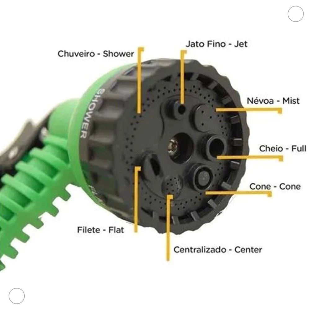 Mangueira Mágica Extensível com Bico Alta Pressão - 15m e 30m 7 Jatos