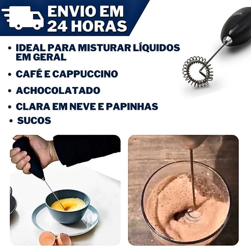 Mini Misturador Batedor Mixer Elétrico Cores Sortidas a Pilha - Espumador de Leite