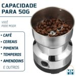 Moedor Multifuncional de Café, Grãos e Especiarias 4 Lâminas - Bivolt Aço Inox