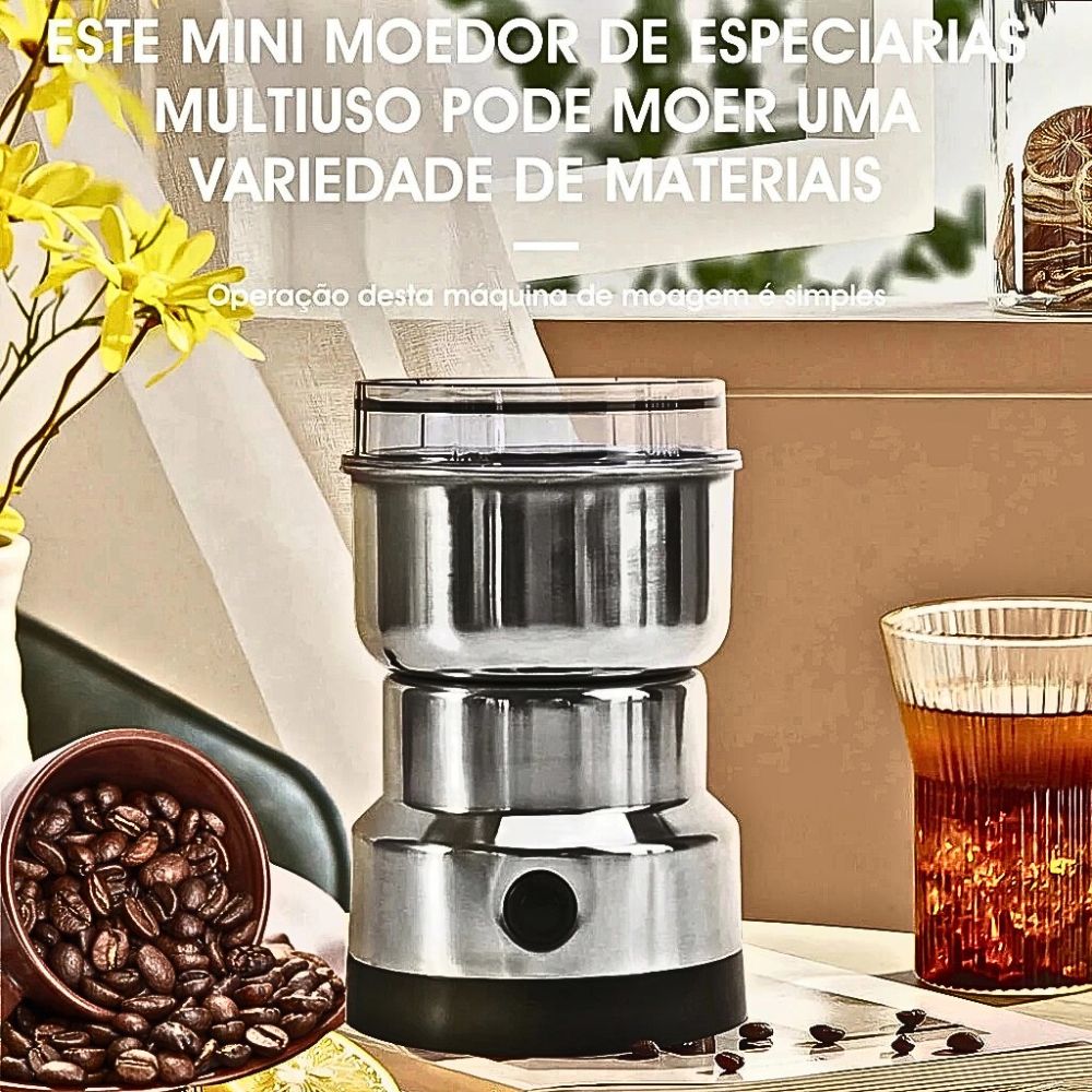Moedor Multifuncional de Café, Grãos e Especiarias 4 Lâminas - Bivolt Aço Inox