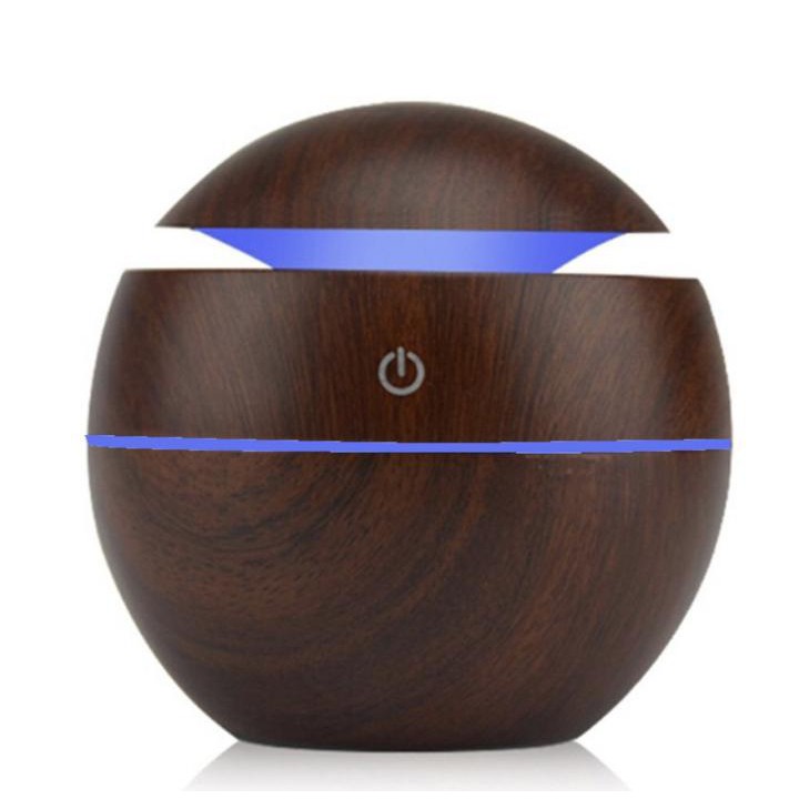 Umidificador Ultrassônico Difusor USB Tipo Madeira Led 130ml Marrom Escuro