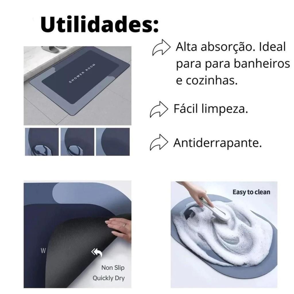 Tapete Banheiro Antiderrapante Absorvente de Secagem Rápida entregar Cor e Estampas sortidos