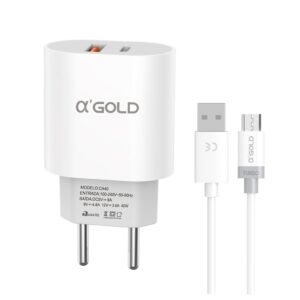 Carregador Turbo CA40 40w Usb Para iPhone Tipo-C V8 Cor Branco