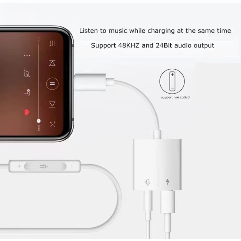 Adaptador Fone Ouvido P/ iPhone 11 Xs Xr 8 7 Recarrega Micro