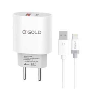 Carregador Turbo CA40 40w Usb Para iPhone Tipo-C V8 Cor Branco