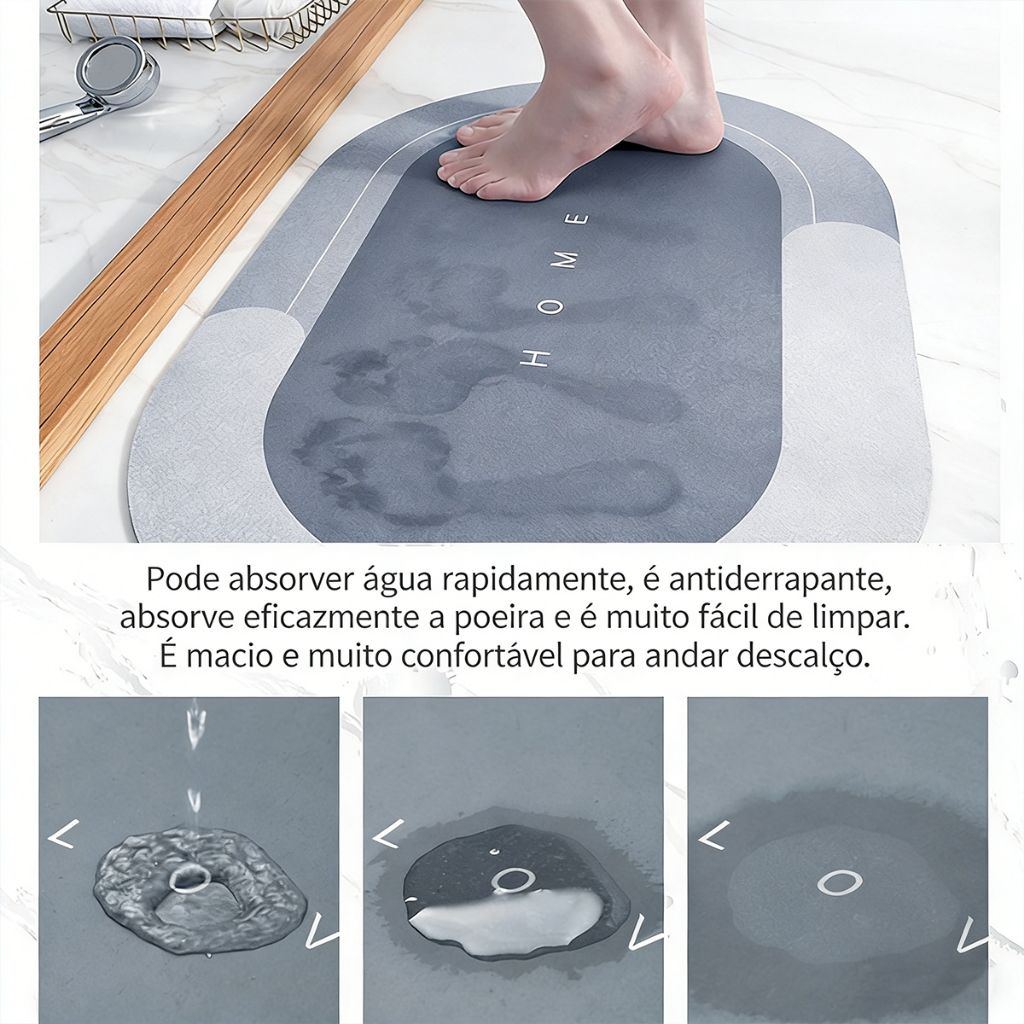 Tapete Banheiro Antiderrapante Absorvente de Secagem Rápida entregar Cor e Estampas sortidos