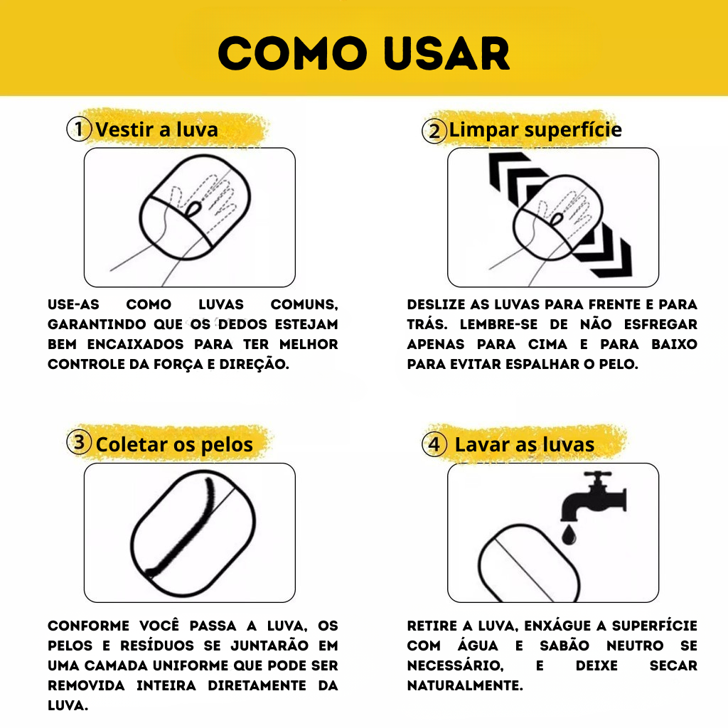 Luva Removedora de Pelos Instantânea – Reutilizável e Sem Esforço