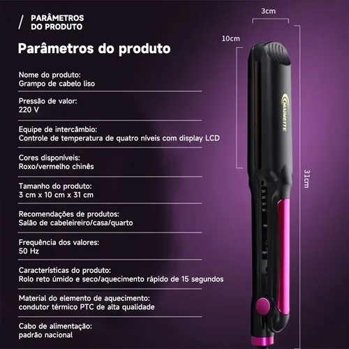 Chapinha Prancha Maimeite Profissional Bivolt Para Cabelo Modela E Alisa 220 °C Cor Preto