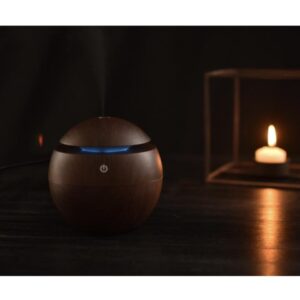 Umidificador Ultrassônico Difusor USB Tipo Madeira Led 130ml Marrom Escuro