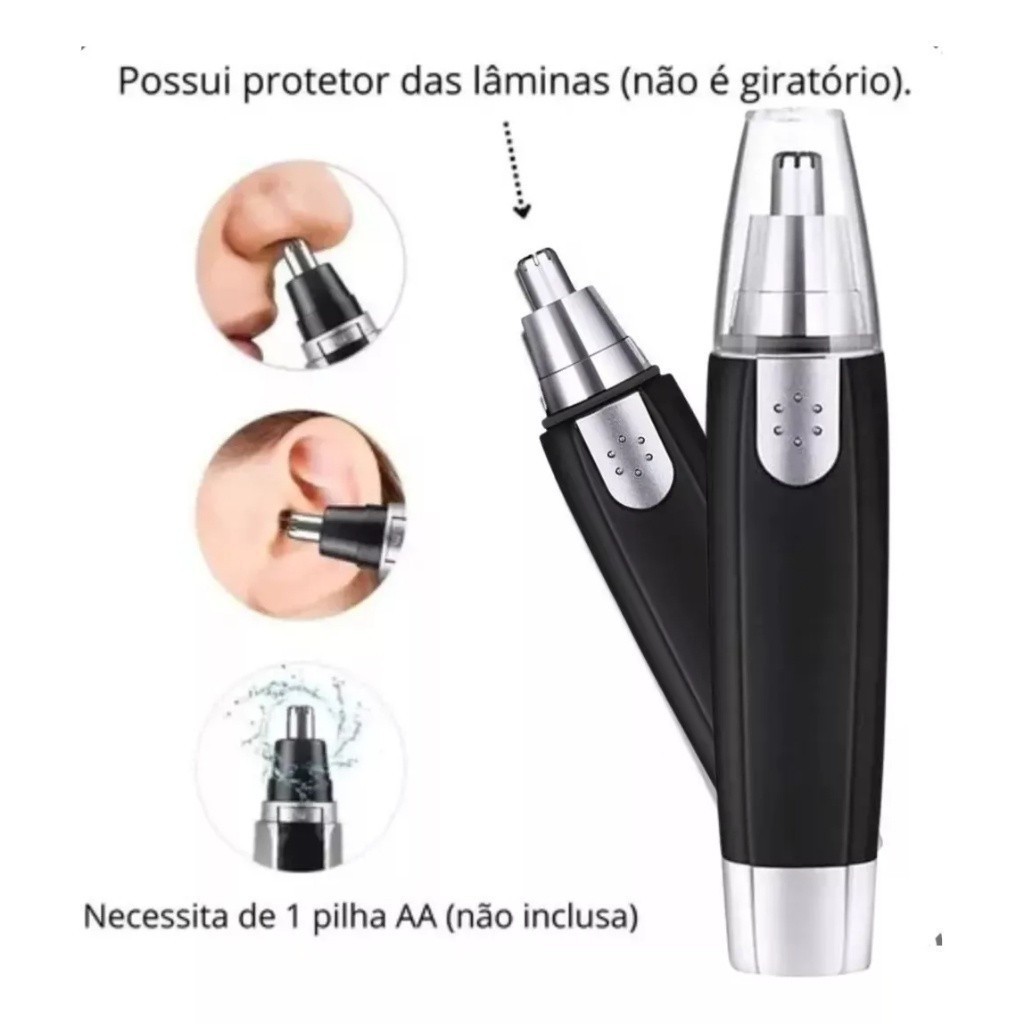 Kit Com 2 Mini Aparadores Elétricos Para Depilação Facial - Removedor Prático de Pelos Para Nariz e Orelhas - WL